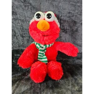 Tyco 1997 Christmas Elmo with Scarf & Santa Hat 15" Plush -‎ Vintage